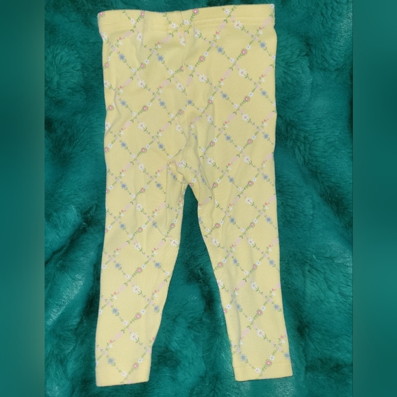 🌸 Vintage Gymboree Well Mannered Yellow Pink Floral Print Leggings 12 18 Months - Picture 2 of 5